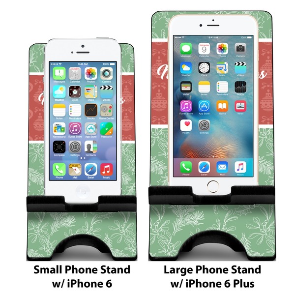 Christmas Holly Compare Phone Stand Sizes - with iPhones