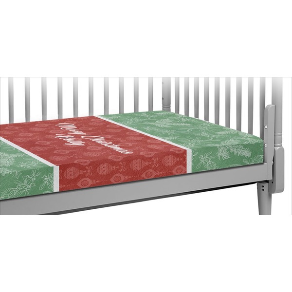 Custom Christmas Holly Crib Fitted Sheet (Personalized)