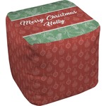 Christmas Holly Cube Pouf Ottoman (Personalized)