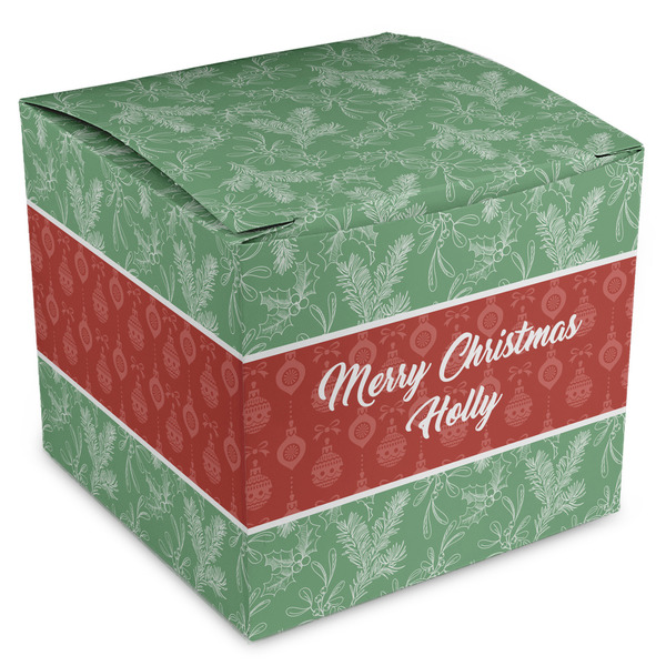 Custom Christmas Holly Cube Favor Gift Boxes (Personalized)