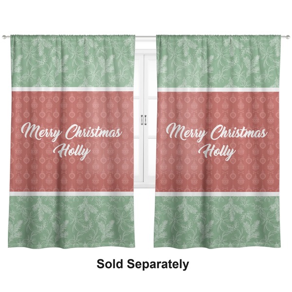 Custom Christmas Holly Curtain Panel - Custom Size (Personalized)
