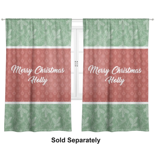 Christmas Holly Curtains Double