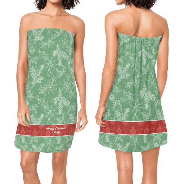 Christmas Holly Custom Bath Wrap - Front & Back View