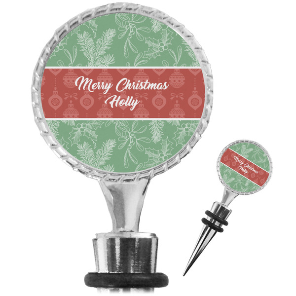 Custom Christmas Holly Wine Bottle Stopper (Personalized)