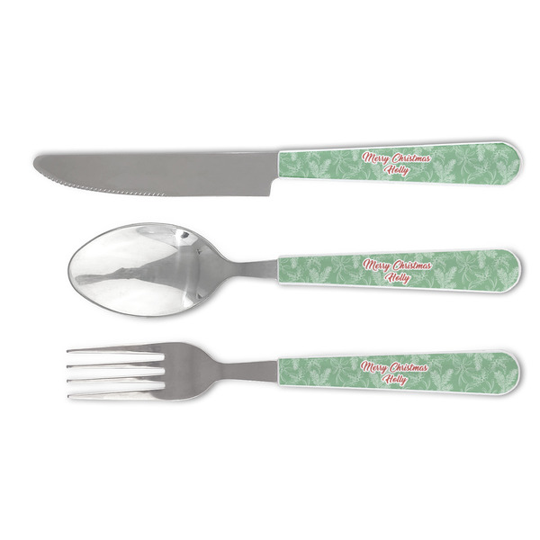 Custom Christmas Holly Cutlery Set (Personalized)