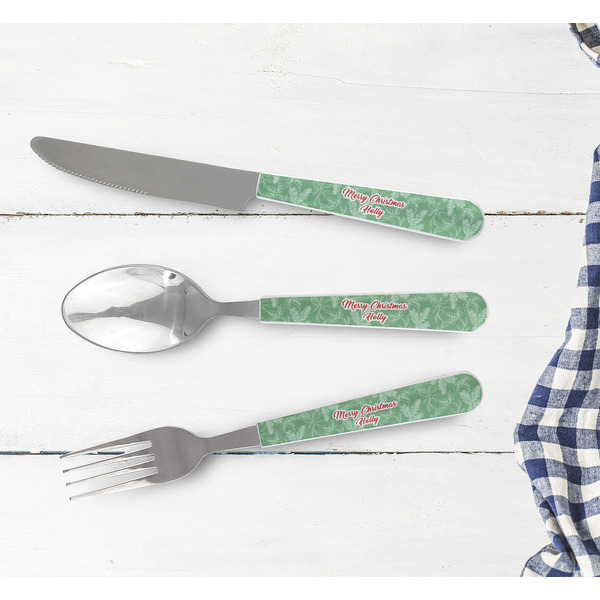 Christmas Holly Cutlery Set - w/ PLATE
