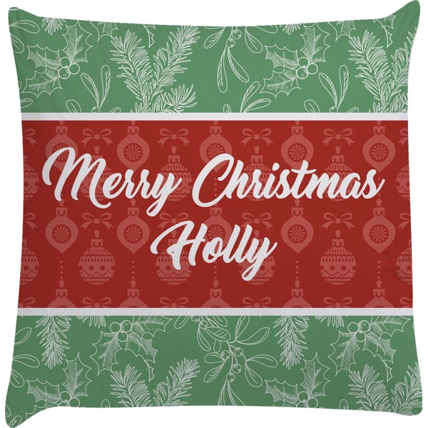 Custom Christmas Holly Decorative Pillow Case (Personalized)