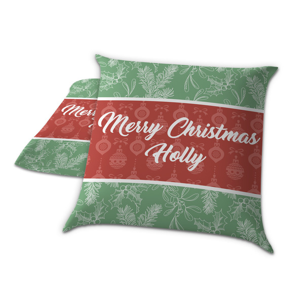 Christmas Holly Decorative Pillow Case - TWO