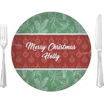 Christmas Holly 10" Glass Lunch / Dinner Plates - Single or Set (Personalized)