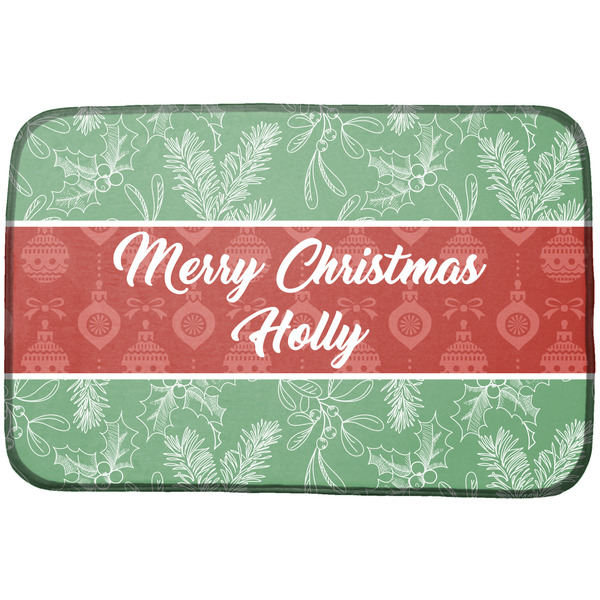 Custom Christmas Holly Dish Drying Mat (Personalized)