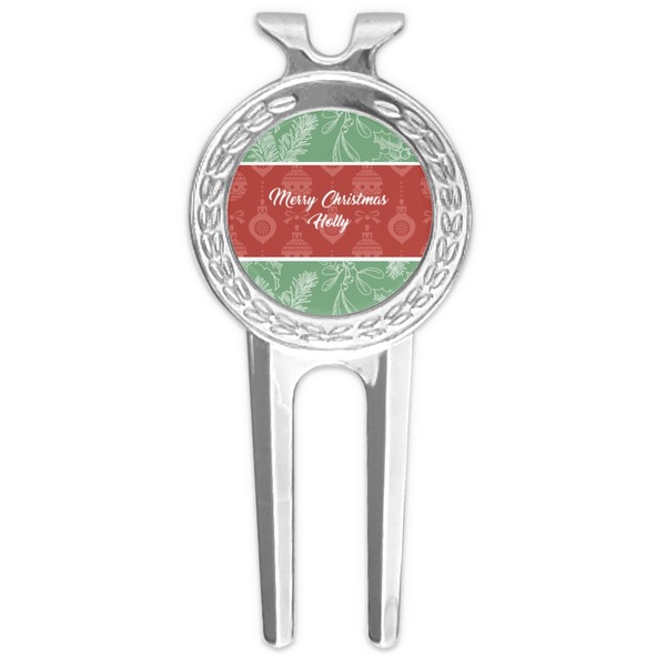 Custom Christmas Holly Golf Divot Tool & Ball Marker (Personalized)