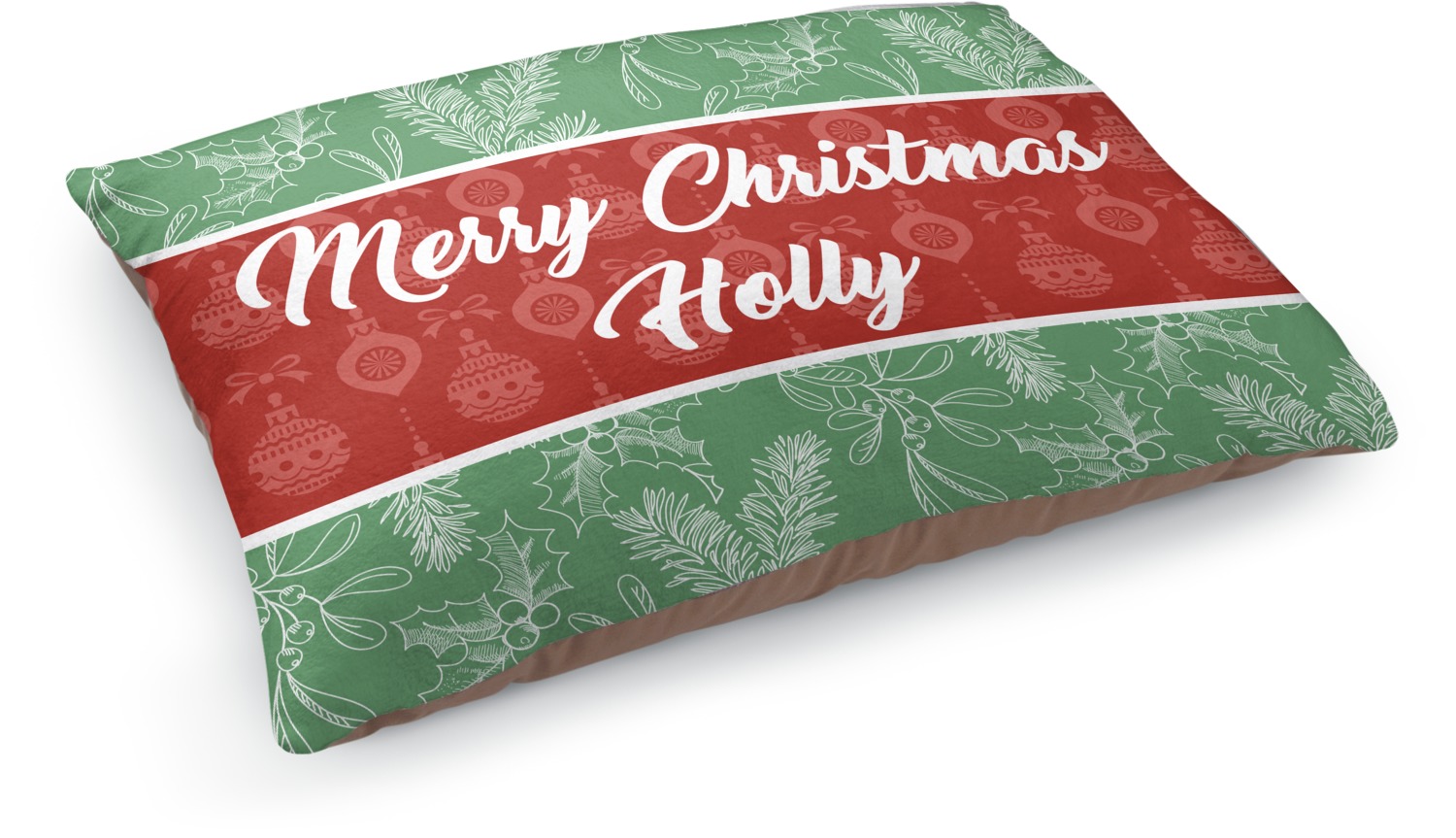 Christmas Holly Dog Bed - Medium w/ Name or Text - YouCustomizeIt