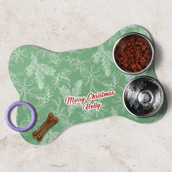 Christmas Holly Dog Bone Shaped Mat Lifestyle