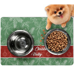 Christmas Holly Dog Food Mat - Small w/ Name or Text