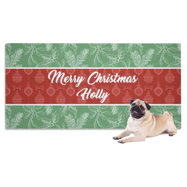 Custom Christmas Holly Dog Towel (Personalized)