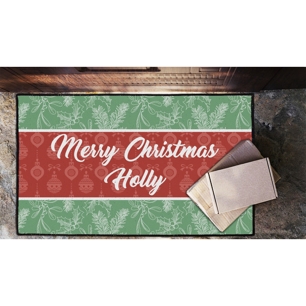 Christmas Holly Door Mat - LIFESTYLE (Lrg)
