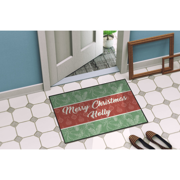 Christmas Holly Door Mat Lifestyle