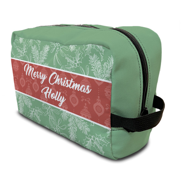 Custom Christmas Holly Toiletry Bag / Dopp Kit (Personalized)