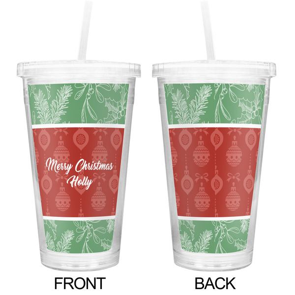 Christmas Holly Double Wall Tumbler with Straw - Approval