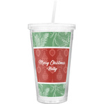 Christmas Holly Double Wall Tumbler with Straw (Personalized)