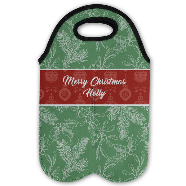 Christmas Holly Double Wine Tote - Flat (new)