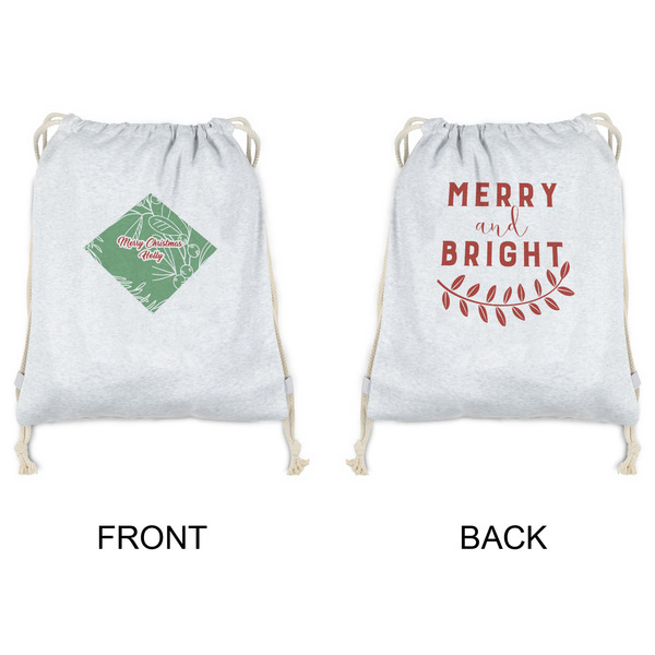 Christmas Holly Drawstring Backpacks - Sweatshirt Fleece - Double Sided - APPROVAL