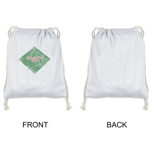 Christmas Holly Drawstring Backpacks - Sweatshirt Fleece - Single Sided - APPROVAL