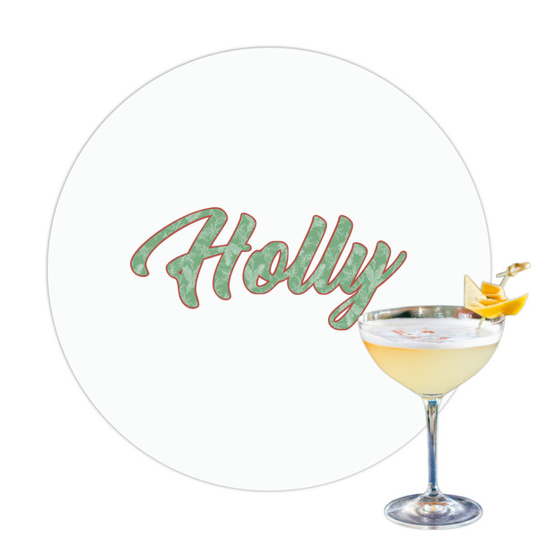 Custom Christmas Holly Printed Drink Topper (Personalized)