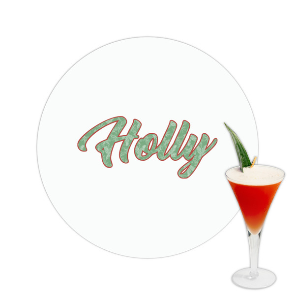 Custom Christmas Holly Printed Drink Topper -  2.5" (Personalized)