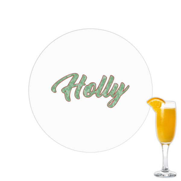 Custom Christmas Holly Printed Drink Topper - 2.15" (Personalized)