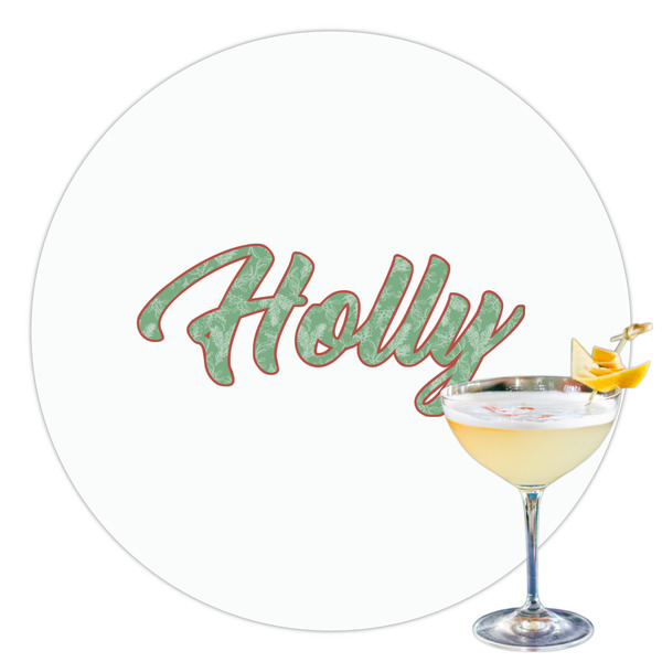 Custom Christmas Holly Printed Drink Topper - 3.5" (Personalized)