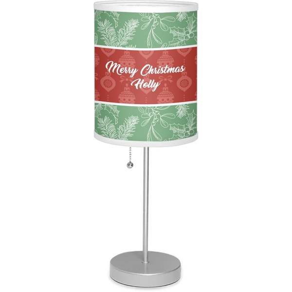 Custom Christmas Holly 7" Drum Lamp with Shade (Personalized)