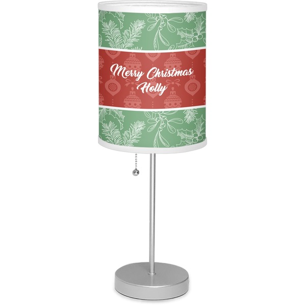 Custom Christmas Holly Lamp with Drum Shade (Personalized)