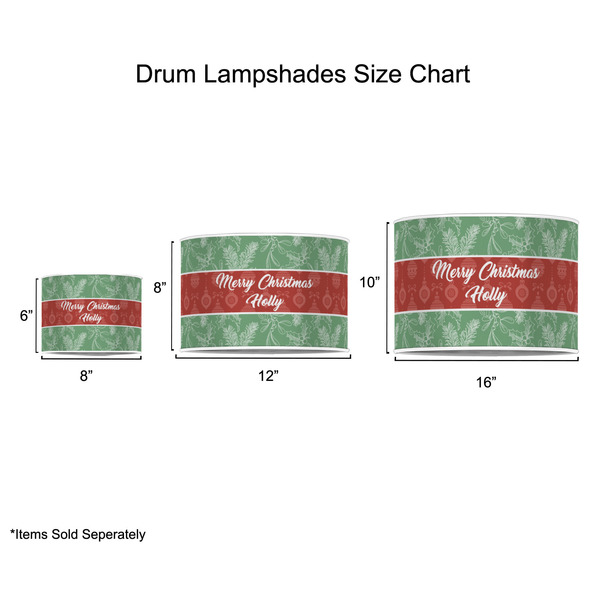 Christmas Holly Drum Lampshades - Sizing Chart