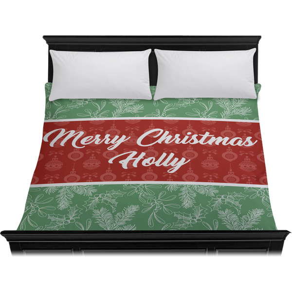 Christmas Holly Duvet Cover - King - On Bed - No Prop