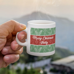 Christmas Holly Single Shot Espresso Cup - Single (Personalized)