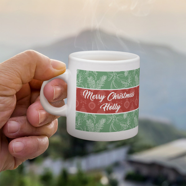 Custom Christmas Holly Single Shot Espresso Cup - Single (Personalized)