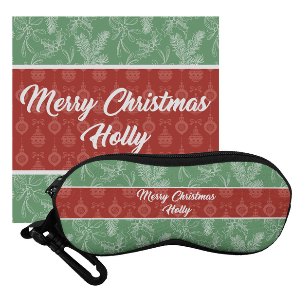 Custom Christmas Holly Eyeglass Case & Cloth (Personalized)