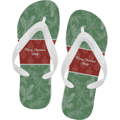 Custom Christmas Holly Flip Flops (Personalized)