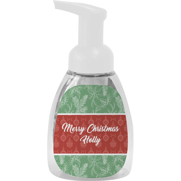 Custom Christmas Holly Foam Soap Bottle - White (Personalized)