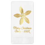 Christmas Holly Guest Napkins - Foil Stamped (Personalized)