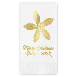 Christmas Holly Guest Napkins - Foil Stamped (Personalized)