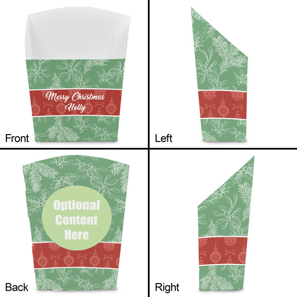 Christmas Holly French Fry Favor Box - Front & Back View