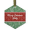 Christmas Holly Frosted Glass Ornament - Hexagon