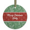 Christmas Holly Flat Glass Ornament - Round w/ Name or Text