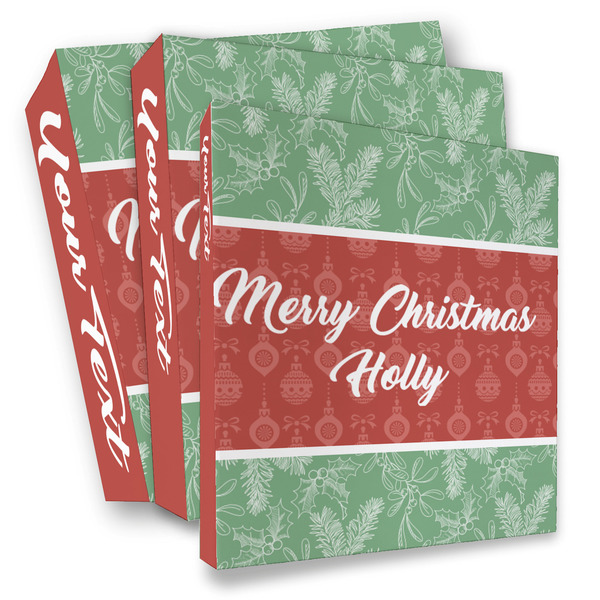 Custom Christmas Holly 3 Ring Binder - Full Wrap (Personalized)