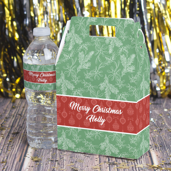 Christmas Holly Gable Favor Box - In Context