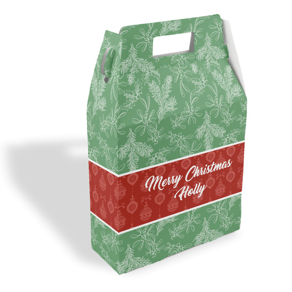 Custom Christmas Holly Gable Favor Box (Personalized)