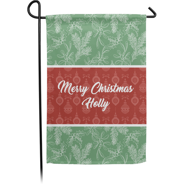 Custom Christmas Holly Small Garden Flag - Single Sided w/ Name or Text