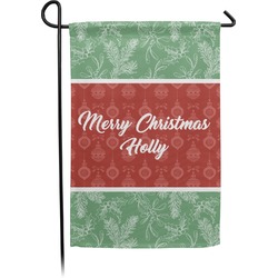 Christmas Holly Small Garden Flag - Double Sided w/ Name or Text